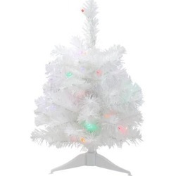 1.5' Pre-Lit Frosted Artificial Christmas Tree - Multicolor Lights