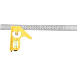 300mm/ 12" Combination Square Try Square Ruler Stainless Steel Carpenter Tools Yellow