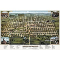 Posterazzi DOM21PM00167153 Vintage Map of Mattoon Illinois 1884 Coles County Poster Print - 18 x 24 in.