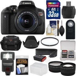 Canon EOS Rebel T6i Wi-Fi Digital SLR Camera & EF-S 18-55mm IS STM Lens with 32GB Card + Case + Strap + Filter + Flash + Tele/Wide Lens Kit