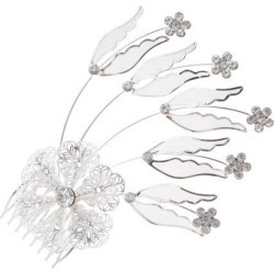 Crystal Rhinestone Flower Shape Hair Comb Girls Woman Party Prom Headpiece
