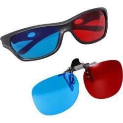 Red-Blue 3D Glasses and 3D Clip-on Glasses for Movies 3D Print Magazines TV Anaglyph Photos 3 Set