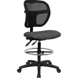 Mid-Back Gray Mesh Drafting Chair with Back Height Adjustment