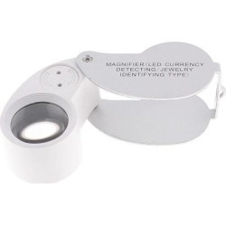40X Teardrop Shape Folding Jewelry Repair Loupe LED Magnifying Glass Silver Tone