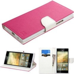 ZTE Warp Elite N9518 Hot Pink Pattern/White Liner MyJacket Wallet Slots