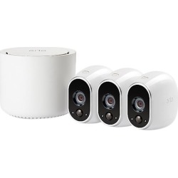 Arlo Smart Home Security Camera System - 3 HD, 100% Wire-Free, Indoor / Outdoor Cameras with Night Vision Battery Powered - VMS3330-100NAS
