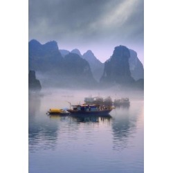 Posterazzi DPI1795457 Junks On Halong Bay Poster Print by Carson Ganci, 11 x 17