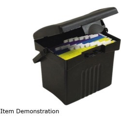 Storex 61502U01C Portable Storage Box, Letter Size, 14w x 11-1/4d x 14-1/2h, Black