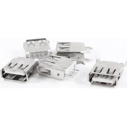 5pcs 180 Degree 4-Pin DIP Through Point USB A Female Jack Port Socket 15mm