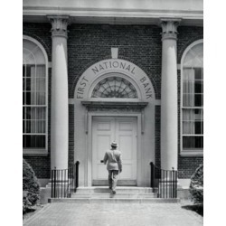 Posterazzi SAL2554355B Rear View of a Man Entering a Bank Poster Print - 18 x 24 in.