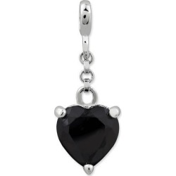 Sterling Silver Black CZ Heart 1/2in Dangle Enhancer