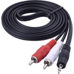 1.5M Long 3.5mm Male to 2 RCA Male Plug Stereo Tablet Phone Audio Cable