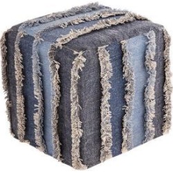 Pomeroy 920035 Mossley 16 inch Blue and Crema Pouf