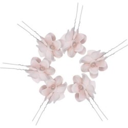 6pcs Wedding Bridal Crystal Rhinestone Flower Hair Pins Clips Apricot