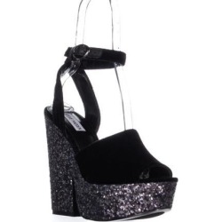 Steve Madden Fabian Peep Toe Sandals, Black Multi, 9.5 US