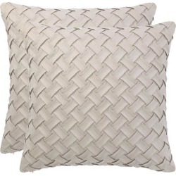 Throw Pillow Cover Stylish Basket Weave Pattern Soft Solid Decorative Pillow Case Home Decor Design Cushion Cover for Sofa Bedroom Car, Beige.