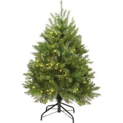 4' Pre-Lit Northern Pine Full Artificial Christmas Tree - Warm Clear LED Lights
