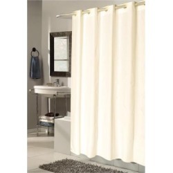 Carnation Home Fashions Shower Stall-Sized, EZ-ON Checks Polyester Shower Curtain in Ivory