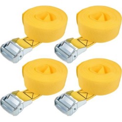 4.5M x 38mm Lashing Strap Cargo Tie Down Straps w Cam Lock Buckle 500Kg Work Load, Yellow, 4Pcs
