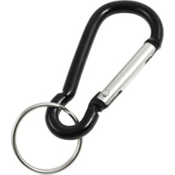 6cm Black Aluminum Alloy Travel Camp Carabiner Clip Hook Keyring Key Holder