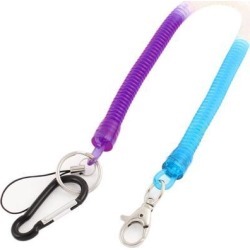 Carabiner Hook Spring Stretchy Coil Keyring Key Chain Cord w Lobster Clasp