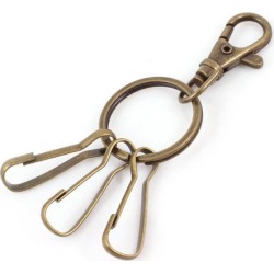 Unique Bargains Spring Loaded Clasp Metal Rings Keyring Keys Holder Bronze Tone w Snap Hooks