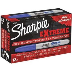 SHARPIE 1927434 Permanent Marker, Fine Tip Blue PK12