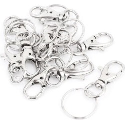 Unique Bargains 10pcs Silver Tone Metal Swivel Lobster Buckle Spring Clasp Keychain Keyring Ring