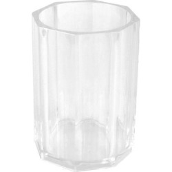 School Office Plastic Octagon Shaped Single Compartments Pen Holder Clear