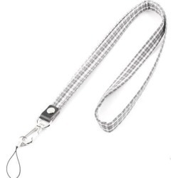 Unique Bargains Checker Pattern Metal Lobster Clasp Nylon Strap Lanyard Gray White