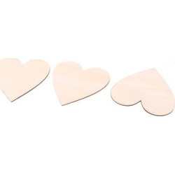 Wooden Love Heart Shaped DIY Accessories Embellishment Beige 150 x 145mm 3 Pcs