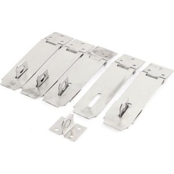 Unique Bargains Warehouse Cabinets Stainless Steel Padlock Hasp Staple Set 102mm Length 5 Pcs