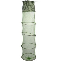 Unique Bargains 44.88' Portable Fishing Landing Net Fish Angler Mesh Keepnet for Fishermen Shrimp Dark Green