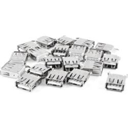 20pcs 180 Degree 4-Pin DIP Through Point USB A Female Jack Port Socket 15mm
