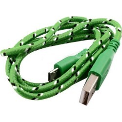 Braided Cord USB 2.0 A Male to Micro B Charger Data Cable Wire Green 3.3Ft Nylon
