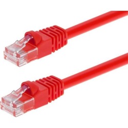Monoprice Cat6 Ethernet Patch Cable - Network Internet Cord - RJ45, Stranded, 550Mhz, UTP, Pure Bare Copper Wire, 24AWG, 0.5ft, Red