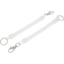 2 Pcs Lobster Clasp Stretchy Sprial Spring Coil Keychain Strap Key Holder White
