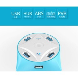 USB3.0 HUB splitter High speed round shape 7 port usb 3.0 switch USB HUB With power MT-317