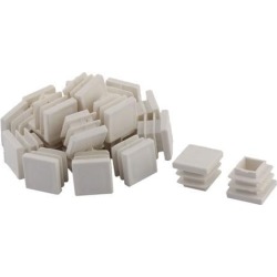 Plastic Square Shaped Table Leg Tube Insert White 16 x 16mm 20 PCS
