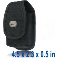 universal heavy duty rugged nylon canvas protective carrying cell phone case pouch with metal belt clip for medium sized flip phones black