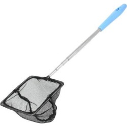 Unique Bargains 3.1 x 3 Telescopic Handle Landing Net Fishing Fish Angler Mesh Shrimp Black Sliver Tone Blue