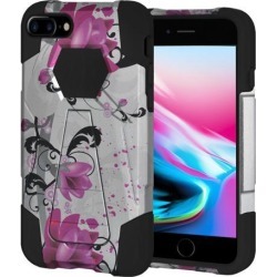 Amzer Dual Layer Designer Hybrid Case with Kickstand - Purple Lily for iPhone 8 Plus