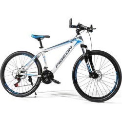 FLYING-PIGEON 26" High carbon steel frame mountain bike Shimano dip 21 speed MTB bicycle-White/Blue