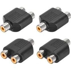RCA Female to 2 RCA Female Connector Stereo Audio Video Cable Adapter Splitter 4Pcs