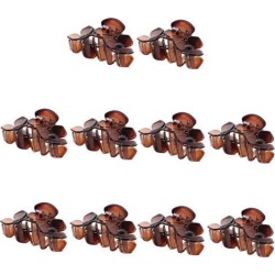 10 Pieces Flower Plastic Hair Claw Clip 5 Clamps Hair Accessories Brown