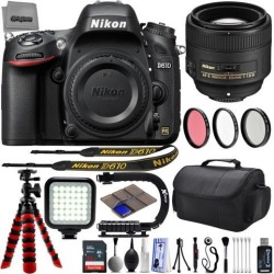Nikon D610 24.3MP 1080P DSLR Camera w/ Wi-Fi & GPS Ready + Nikon AF-S 85mm f/1.8G Portrait Lens - 32GB - 25PC Lens Kit