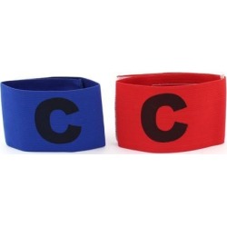 Unique Bargains 2 Pcs Blue Red Elastic Football Soccer Captain Armband with Letter C Printed