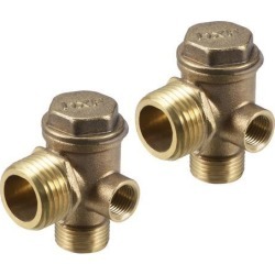 Air Compressor Check Valve 90 Degree Right Female Threaded Brass Connector 1/8' x 3/8' x 1/2' 2Pcs