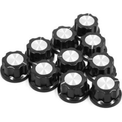 10Pcs 6mm Inner Dia MF-A02 Potentiometer Control Volume Rotary Knob Cap Black