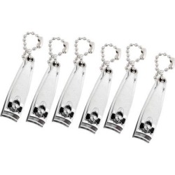 Unique Bargains Beaded Key Chain Manicure Toenail Nail Clippers Trimmer Cutter Silver Tone w Keychain 6Pcs